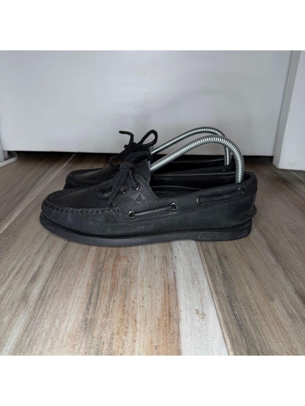 Sperry Top Siders Authentic Original 2-Eye Boat Shoes All Black Mens Sz 6.5